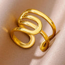 18K Gold Plated Stainless Steel Punk Couple Rings Trendy Band 18K Gold Plated Stainless Steel Punk Couple Rings Trendy Band