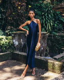 Golden Tassel Halter Dress Elegant Evening Gown for Women Golden Tassel Halter Dress Elegant Evening Gown for Women