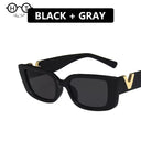 Vintage Retro Rectangle Sunglasses for Women Black Frame Vintage Retro Rectangle Sunglasses for Women Black Frame