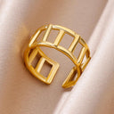 18K Gold Plated Stainless Steel Punk Couple Rings Trendy Band 18K Gold Plated Stainless Steel Punk Couple Rings Trendy Band