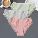 Patchwork Lace Cotton Panties Set Elegant Low Rise Lingerie Patchwork Lace Cotton Panties Set Elegant Low Rise Lingerie