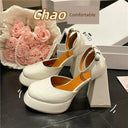 French Retro Hollow High Heels Trendy Chunky Sole Fashion French Retro Hollow High Heels Trendy Chunky Sole Fashion