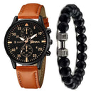 Luxury Brown Leather Men's Watch Set Stylish Timepiece Kit Luxury Brown Leather Men's Watch Set Stylish Timepiece Kit
