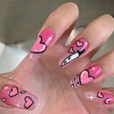 24 Pcs Square Head Coffin Pink Matte French Fake Nails Set 24 Pcs Square Head Coffin Pink Matte French Fake Nails Set