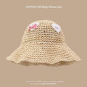 Straw Hat Japanese Style Women's Hand-Woven Summer Lace Straw Hat Japanese Style Women's Hand-Woven Summer Lace
