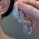 Luxury Earrings Shiny Zircon Wheat Leaf Charm Jewelry Luxury Earrings Shiny Zircon Wheat Leaf Charm Jewelry