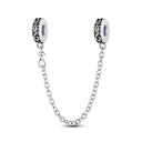 Silver Plated Safety Chain Pink Cat Moon Star Charm Silver Plated Safety Chain Pink Cat Moon Star Charm