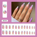 24pcs Box Ballerina Nail Tip Purple Floral False Nails 24pcs Box Ballerina Nail Tip Purple Floral False Nails