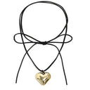 Heart Velvet Choker Necklace With Gothic Bow Detail Heart Velvet Choker Necklace With Gothic Bow Detail