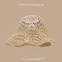 Straw Hat Japanese Style Women's Hand-Woven Summer Lace Straw Hat Japanese Style Women's Hand-Woven Summer Lace