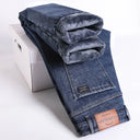 Winter Fleece Thick Warm Men's Slim Straight Denim Pants Winter Fleece Thick Warm Men's Slim Straight Denim Pants