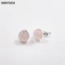 925 Silver Inlaid Natural Stone Stud Earrings Aquamarine Amethyst 925 Silver Inlaid Natural Stone Stud Earrings Aquamarine Amethyst