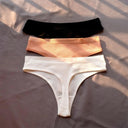 3 Pcs Seamless Ladies Ribbed Cotton Thong Set for Comfort 3 Pcs Seamless Ladies Ribbed Cotton Thong Set for Comfort