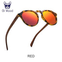 Walnut Wood Round Sunglasses for Men and Women Red Lenses Walnut Wood Round Sunglasses for Men and Women Red Lenses