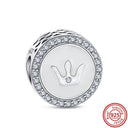 Crown Flowers Heart Silver Bead Charm Elegant Pandora Accessory Crown Flowers Heart Silver Bead Charm Elegant Pandora Accessory