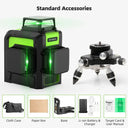 Huepar 12 Lines 3D Cross Line Laser Level Kit Osram Green Huepar 12 Lines 3D Cross Line Laser Level Kit Osram Green