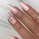 24 Pcs Square Head Coffin Pink Matte French Fake Nails Set 24 Pcs Square Head Coffin Pink Matte French Fake Nails Set