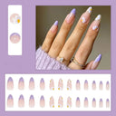 Purple Floral Ballerina Nail Tips 24pcs False Nails Box Purple Floral Ballerina Nail Tips 24pcs False Nails Box