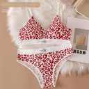 Leopard Print Cotton Bralette Set V Neck Lingerie Glam Leopard Print Cotton Bralette Set V Neck Lingerie Glam