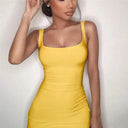 Yellow Bodycon Mini Dress Summer Elegance Trendy Chic Look Yellow Bodycon Mini Dress Summer Elegance Trendy Chic Look