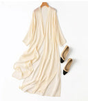 Women 100% Natural Silk Long Top Kimono Cardigan MM148 Women 100% Natural Silk Long Top Kimono Cardigan MM148