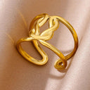 18K Gold Plated Stainless Steel Punk Couple Rings Trendy Band 18K Gold Plated Stainless Steel Punk Couple Rings Trendy Band