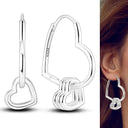 Zircon Heart Shaped Silver Earrings Elegant Gift for Women Zircon Heart Shaped Silver Earrings Elegant Gift for Women