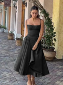 Elegant Strapless Corset Midi Dress For Weddings Elegant Strapless Corset Midi Dress For Weddings