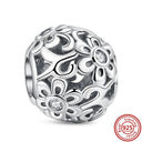 Crown Flowers Heart Silver Bead Charm Elegant Pandora Accessory Crown Flowers Heart Silver Bead Charm Elegant Pandora Accessory