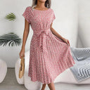 Floral Pleated High Waist Dress Chic Women's Fashion Piece Floral Pleated High Waist Dress Chic Women's Fashion Piece
