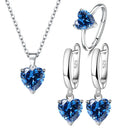 Heart Zircon 925 Silver Jewelry Set For Women Ring Earrings Necklace Engagement Heart Zircon 925 Silver Jewelry Set For Women Ring Earrings Necklace Engagement