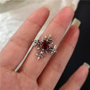 Red Crystal Heart Rings With Spider Motif Gothic Jewelry Red Crystal Heart Rings With Spider Motif Gothic Jewelry
