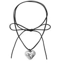 Heart Velvet Choker Necklace With Gothic Bow Detail Heart Velvet Choker Necklace With Gothic Bow Detail