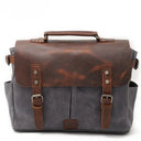 Classic Vintage Oil Waxed Canvas and Crazy Horse Leather Men’s Crossbody Briefcase Classic Vintage Oil Waxed Canvas and Crazy Horse Leather Men’s Crossbody Briefcase