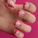 24 Pcs Square Head Coffin Pink Matte French Fake Nails Set 24 Pcs Square Head Coffin Pink Matte French Fake Nails Set