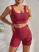 Yoga Set for Women Fitness Seamless Ribbed 2-Piece Yoga Set for Women Fitness Seamless Ribbed 2-Piece