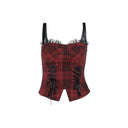 Gothic Cross Print Lace Trim Crop Top Edgy Corset Tank Gothic Cross Print Lace Trim Crop Top Edgy Corset Tank