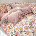 Cute Bear Pink Flower Bedding Set Soft Washed Cotton Quilt Cover Cute Bear Pink Flower Bedding Set Soft Washed Cotton Quilt Cover
