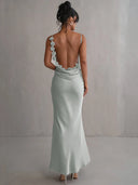 Mozision Floral Draped Backless Maxi Dress For Women Elegant Mozision Floral Draped Backless Maxi Dress For Women Elegant