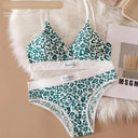 Leopard Print Cotton Bralette Set V Neck Lingerie Glam Set Leopard Print Cotton Bralette Set V Neck Lingerie Glam Set