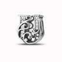 925 Sterling Silver Zircon Vine 26 Letters Pendants Bead 925 Sterling Silver Zircon Vine 26 Letters Pendants Bead