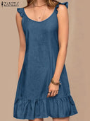 Boho Chic Denim Sundress Women's Beach Dress for Summer Boho Chic Denim Sundress Women's Beach Dress for Summer