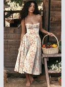 Elegant Strapless Corset Midi Dress For Weddings Elegant Strapless Corset Midi Dress For Weddings