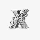 925 Sterling Silver Zircon Vine 26 Letters Pendants Bead 925 Sterling Silver Zircon Vine 26 Letters Pendants Bead