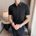 6colors High Quality New Solid High Elasticity Short Sleeve Shirts Men 6colors High Quality New Solid High Elasticity Short Sleeve Shirts Men