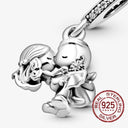 Sterling Silver Puppy Family Zircon Pendant For Dog Lovers Sterling Silver Puppy Family Zircon Pendant For Dog Lovers
