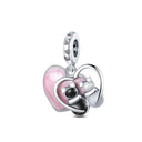 Silver Plated Charm Beads Pink Butterfly Flower For Jewelry Silver Plated Charm Beads Pink Butterfly Flower For Jewelry