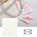 Marble Blue Nail Art Stickers Golden Wave Line Kit Set Marble Blue Nail Art Stickers Golden Wave Line Kit Set