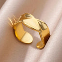 18K Gold Plated Stainless Steel Punk Couple Rings Trendy Band 18K Gold Plated Stainless Steel Punk Couple Rings Trendy Band