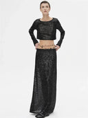 Sequin Maxi Skirt Glamorous High Waist Glitter Elegance Sequin Maxi Skirt Glamorous High Waist Glitter Elegance